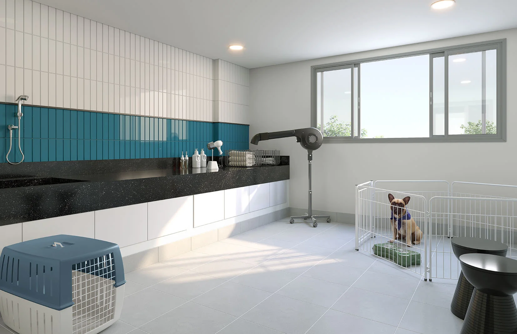 Perspectiva ilustrativa de pet care do Baía de Guanabara Residences, em Santo Cristo, no Rio de Janeiro