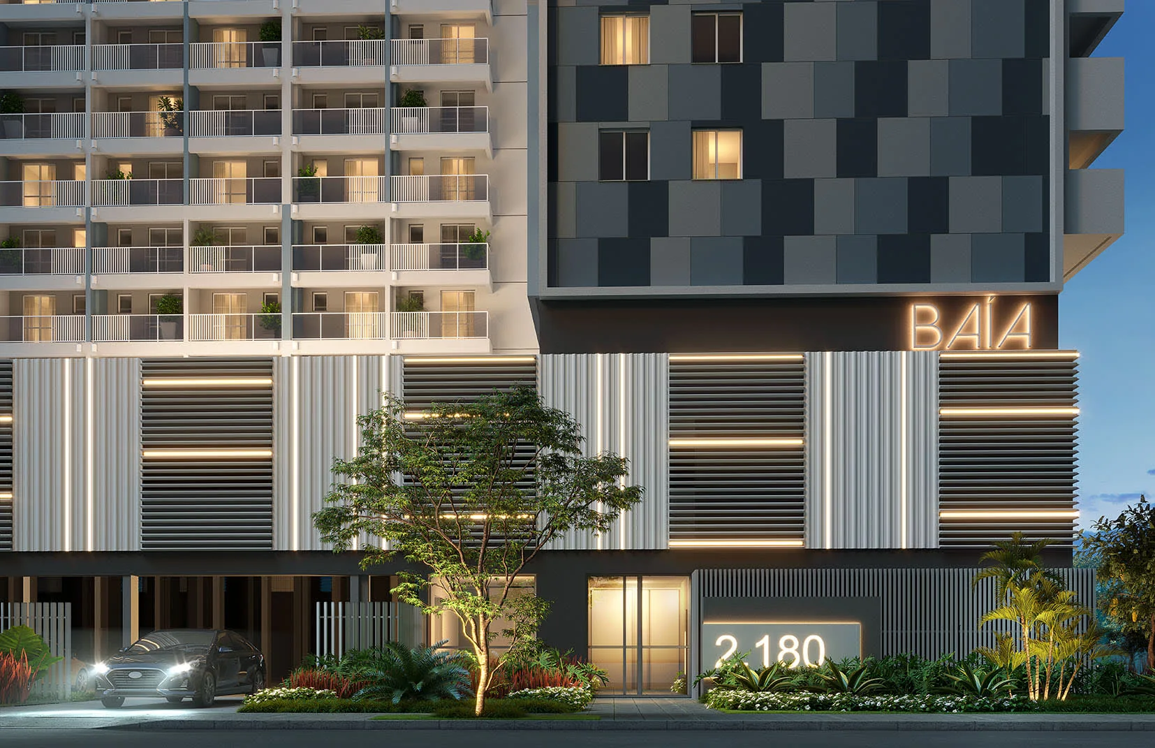 Perspectiva ilustrativa de portaria do Baía de Guanabara Residences, em Santo Cristo, no Rio de Janeiro