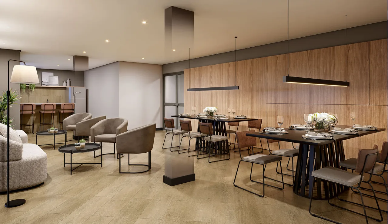 Espaço gourmet do Orla Mauá usado como referência de convivência para o Erê Residencial no Porto Maravilha
