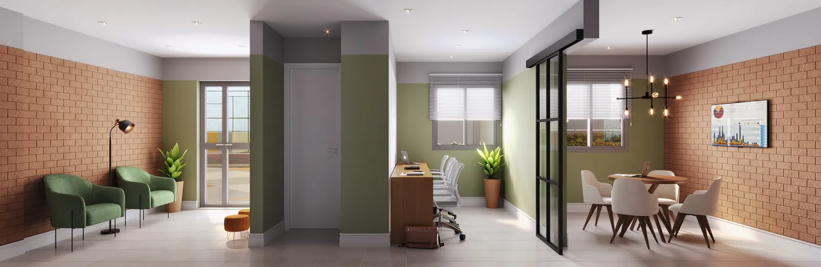 Perspectiva artística: coworking do Pateo Nazareth