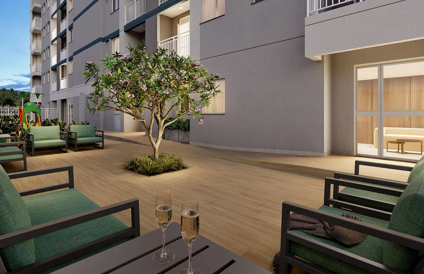 Perspectiva oficial do lounge de festas do Cartola II