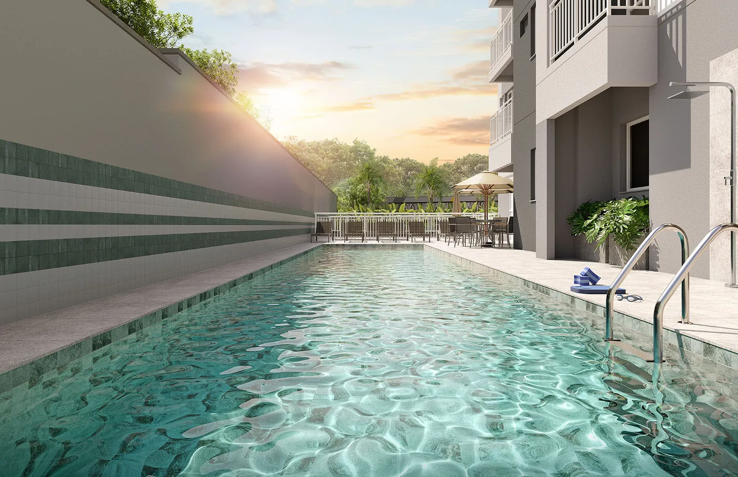 Perspectiva oficial da piscina do Cartola II