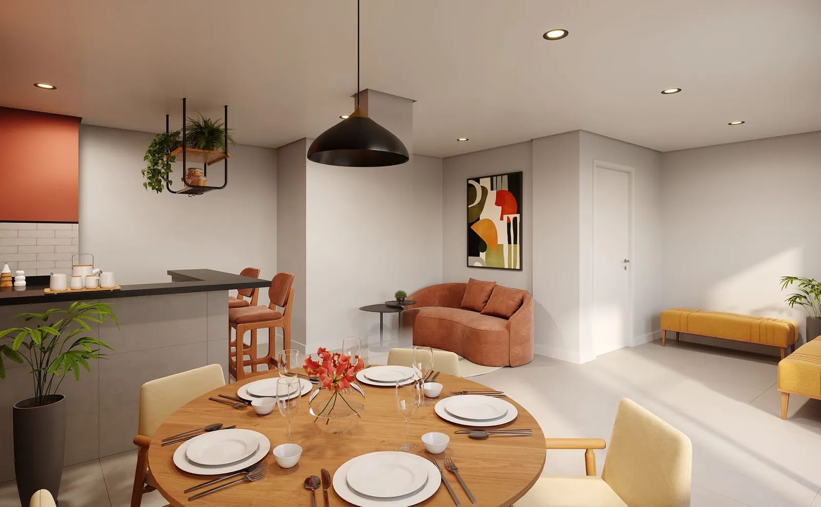 Perspectiva artística: espaço gourmet do Residencial Porto Maravilha