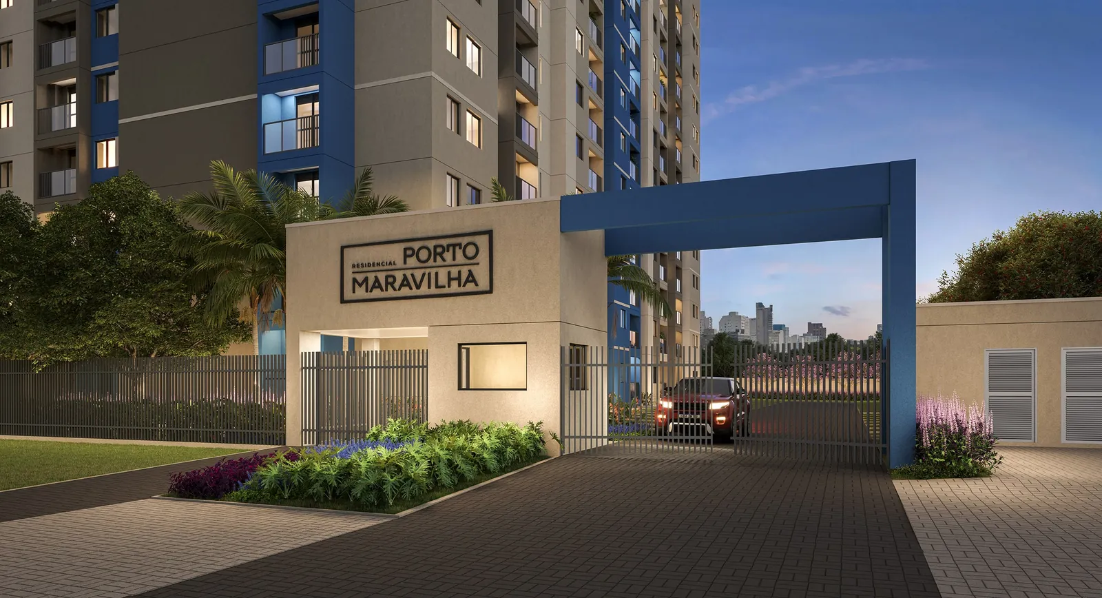 Perspectiva artística: portaria do Residencial Porto Maravilha