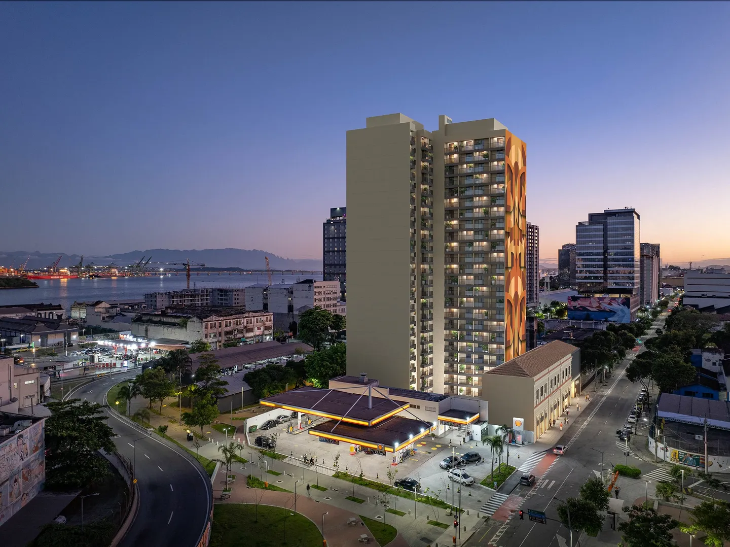 Segunda perspectiva oficial da fachada do Residencial Tia Ciata