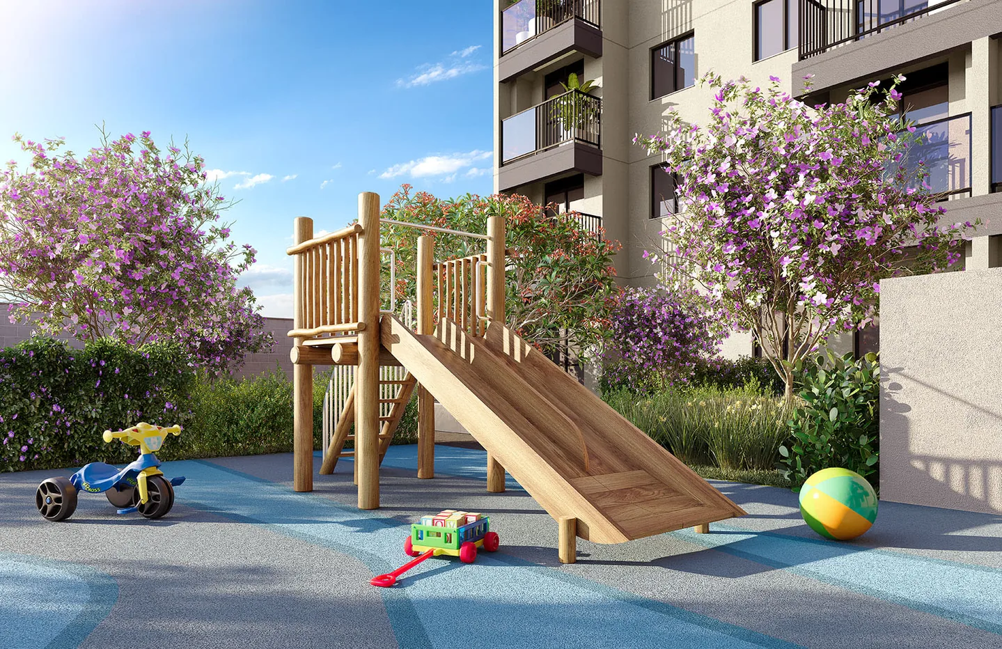 Perspectiva oficial do playground do Residencial Tia Ciata