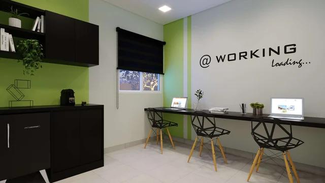 Perspectiva do espaço de coworking do Único Bonsucesso