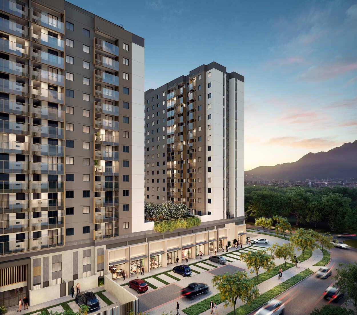 Detalhe da fachada do Metropolitan Dream com varandas – empreendimento Cury Barra Olímpica RJ