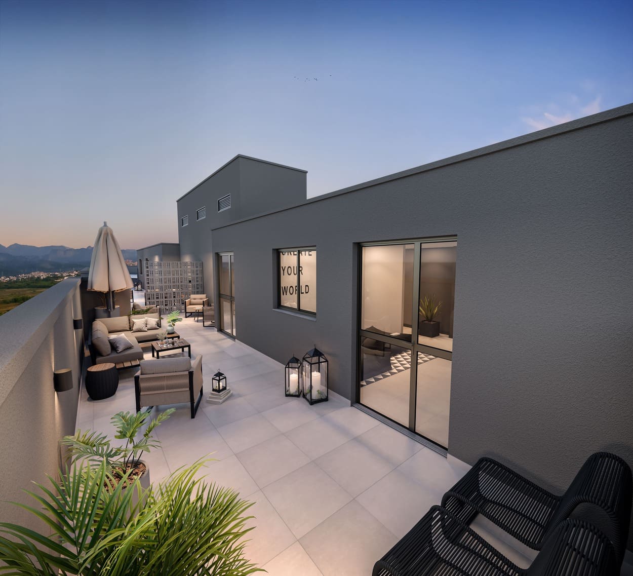 Rooftop do Metropolitan Dream com vista para a Serra da Carioca – apartamento Barra da Tijuca